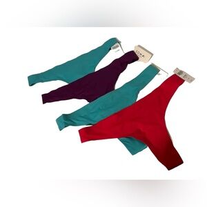 NWT 4-Pack Soma Enbliss Soft Stretch Thong Panties Purple Pink Teal